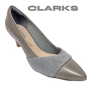 Clarks Linvale, very elegant upper leather shoe. Gray, UK 5 1/2, US 8M.